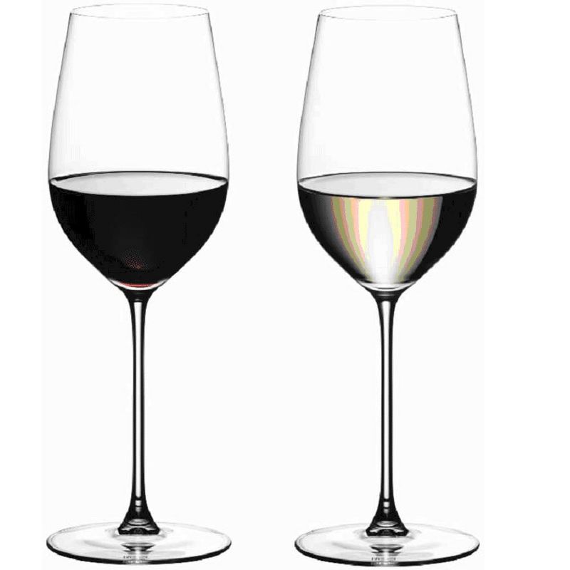 Riedel 13.75 Fluid Ounce Veritas Riesling Zinfandel Crystal Wine Drinking Glass Set with Microfiber Polishing Cloth, Set of 2