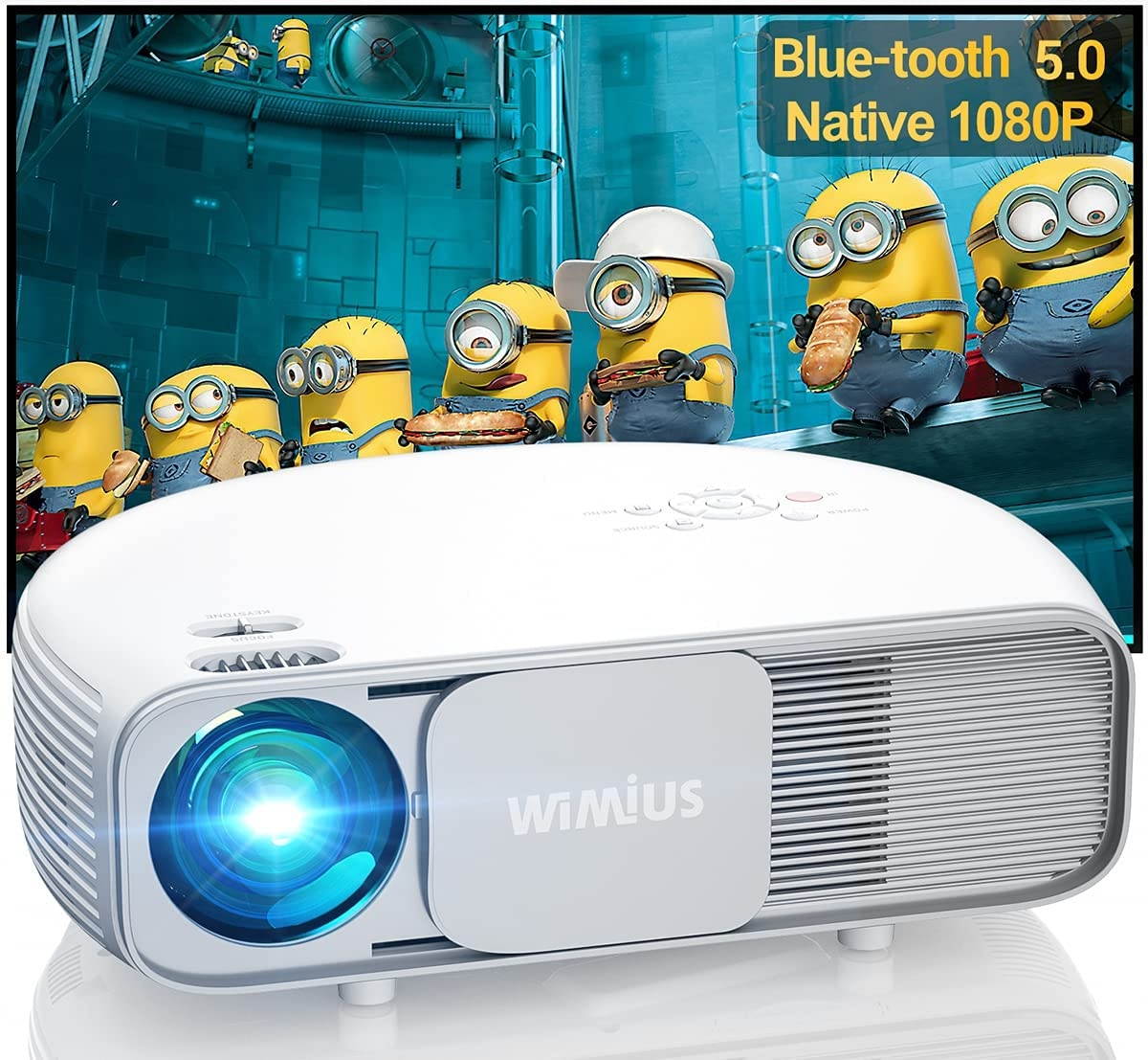 WiMiUS S4 WiFi Bluetooth Projector, Native 1080P Full HD, Zoom Keystone, 300" Home & Outdoor Video Movie Projector for Fire Stick, iPhone, Android, Laptop, PS5