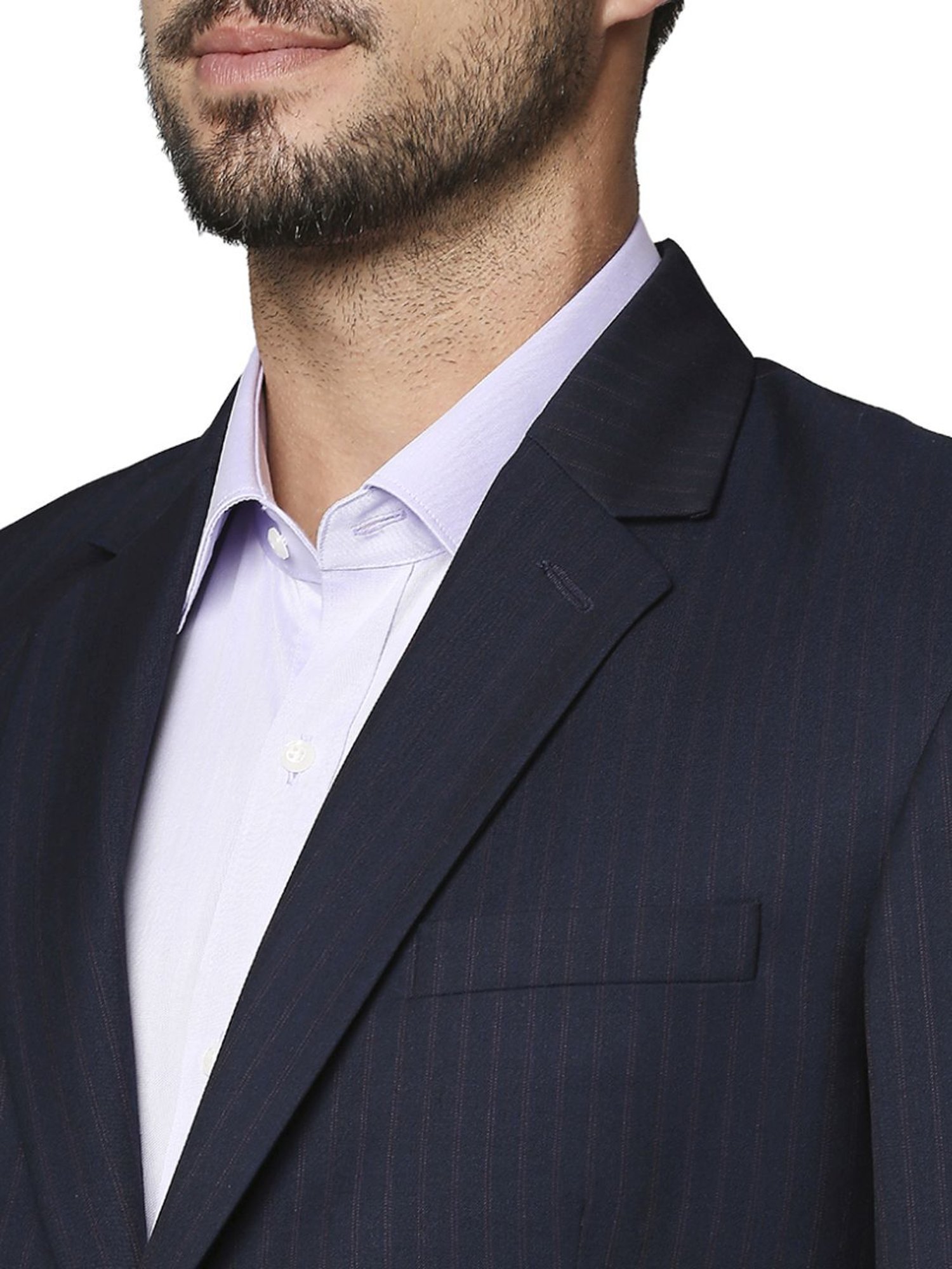 Raymond Blue  Regular Fit Striped Two Piece Suit