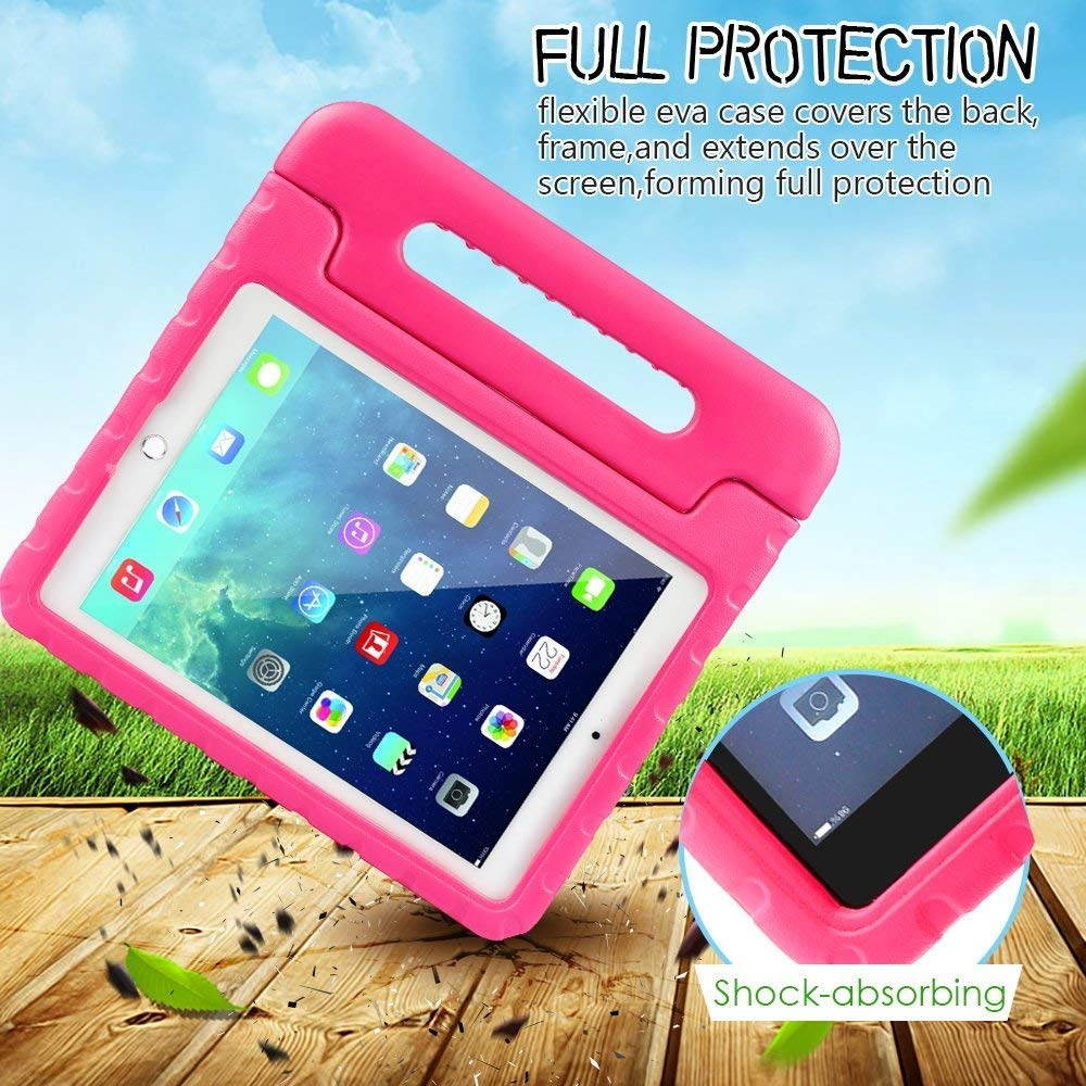 KIQ Kids Case for iPad Air 2, EVA Shockproof Bumper Impact Resistant Hard Cover Stand Foam Case for Apple iPad Air (2nd Generation, 9.7-inch) (Black)