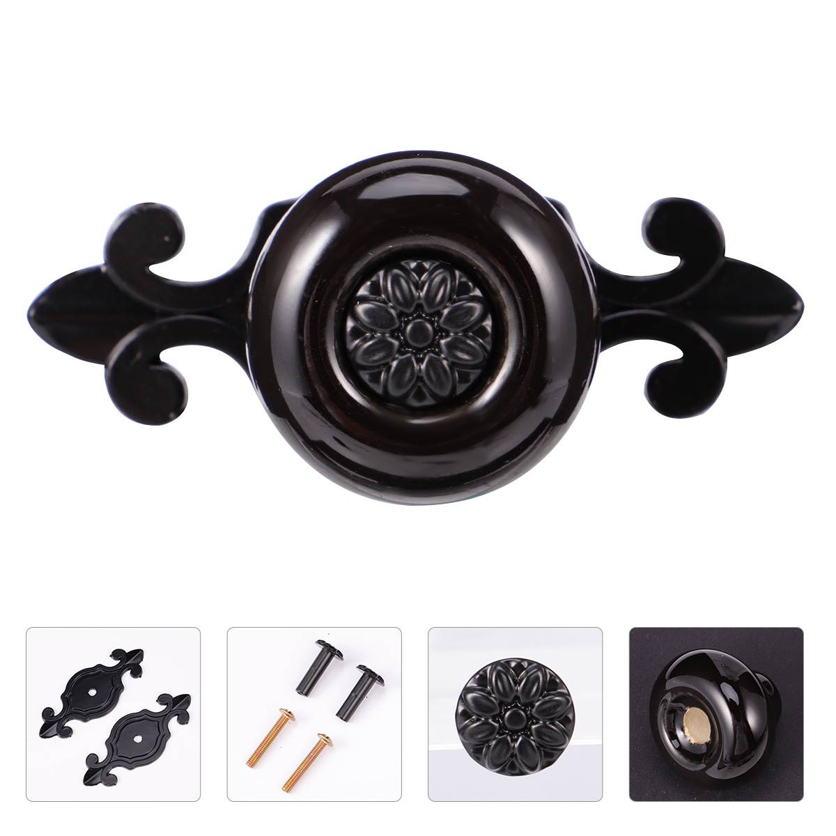 2Pcs Zinc Alloy Cabinet Pull Bar Ceramic Drawer Knob Furniture Handle Hand Grip Assorted Color