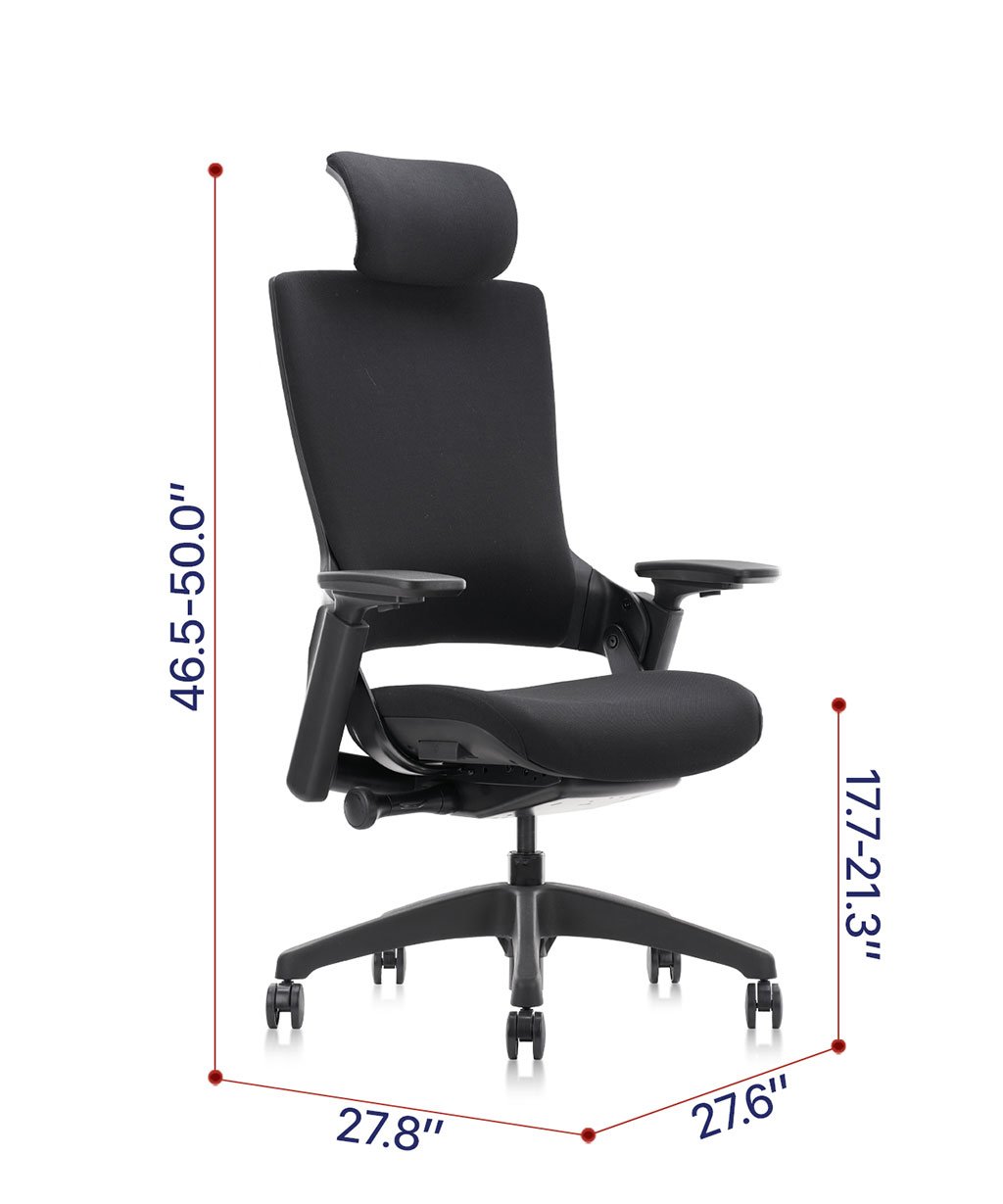 COLAMY Ergonomic High Swivel Executive Chair with Adjustable Height Head 3D Arm Rest Lumbar Support and Upholstered Back for Home Office Gray