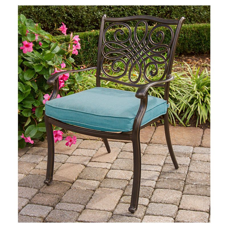 Traditions 5pc Round Metal Patio Dining Set - Blue- Hanover