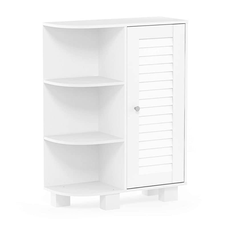 Indo Storage Shelf Louver Door Cabinet, White