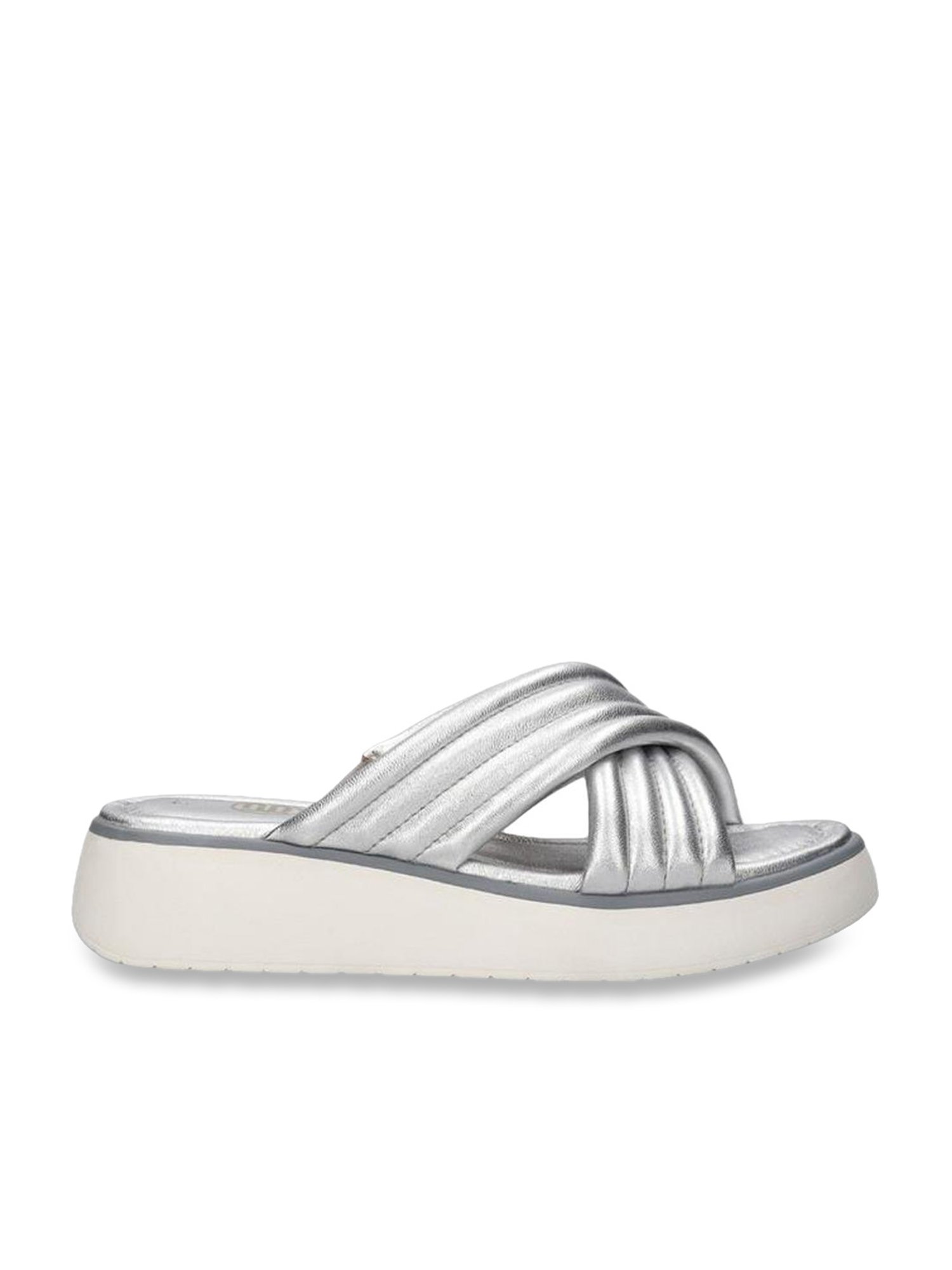Bagatt Women's Kya Silver Cross Strap Sandals
