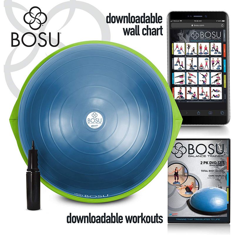 Bosu 72-10850 Home Gym Equipment The Original Balance Trainer 65 cm Diameter, Blue and Green