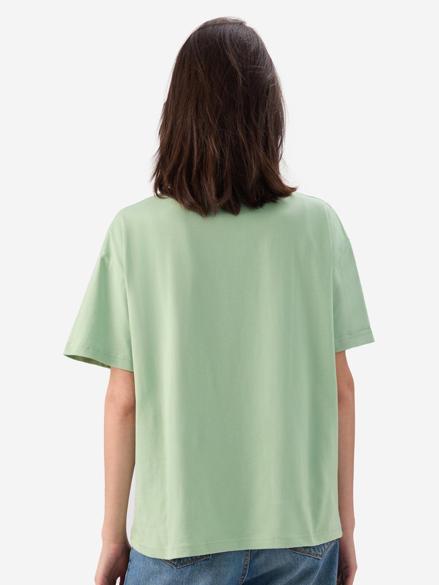 The Souled Store Mint Green Cotton Printed Oversized T-Shirt