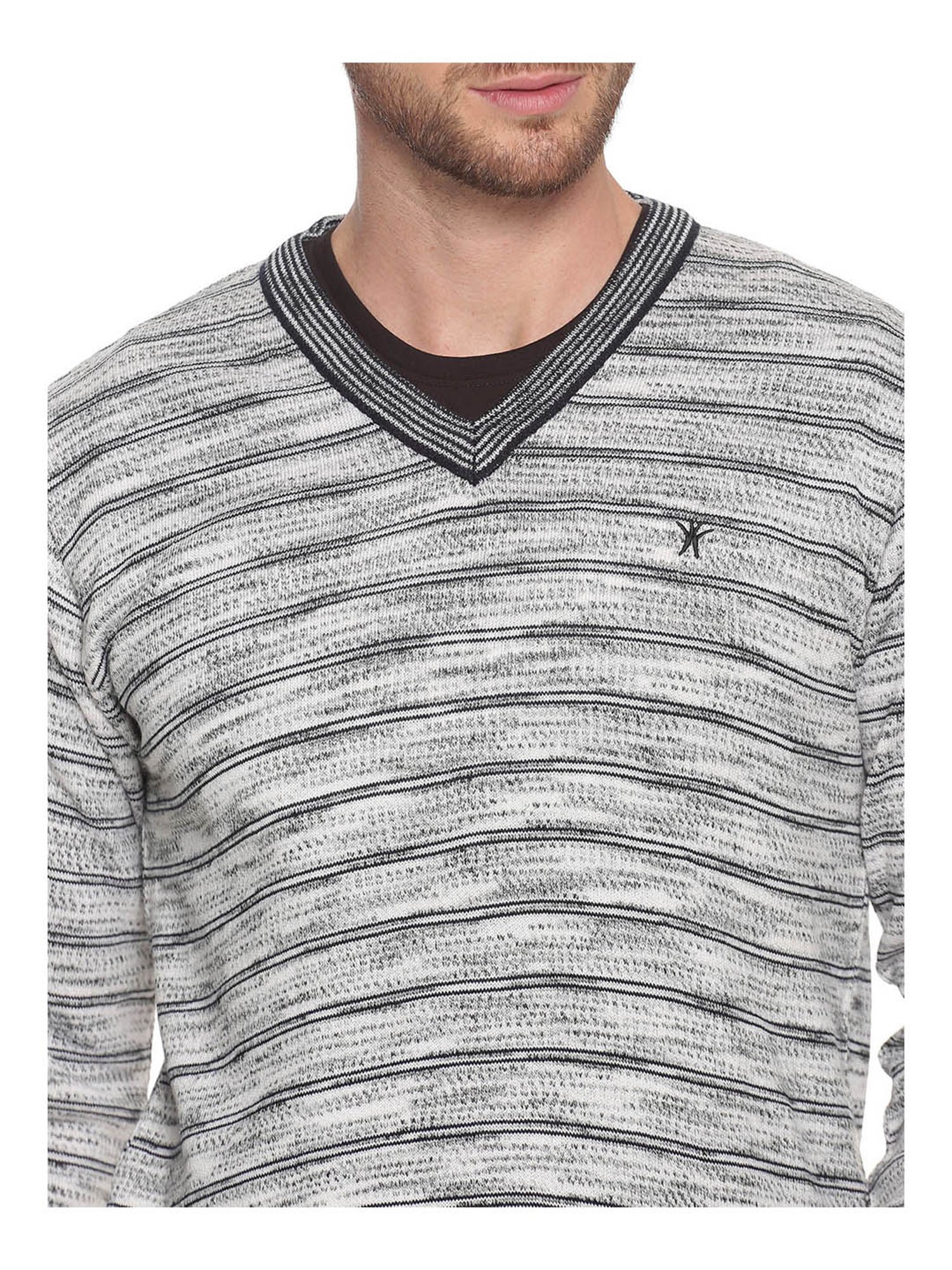 Venitian- Forbidden Clothing Light Grey Striped Sweater