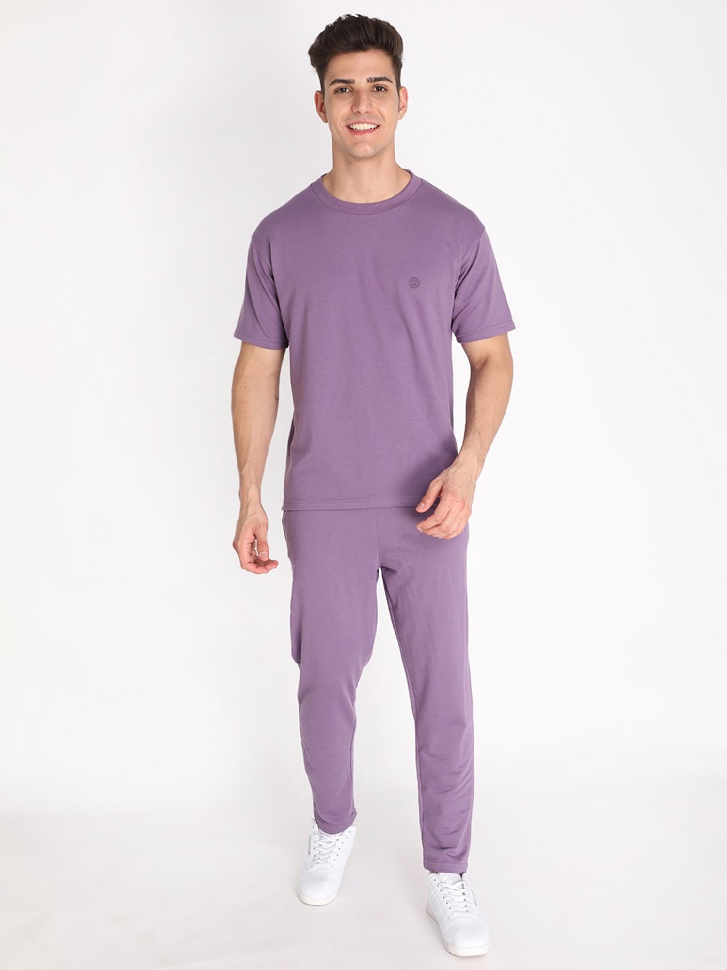 Chkokko Purple Loose Fit T-Shirt & Trackpants Set