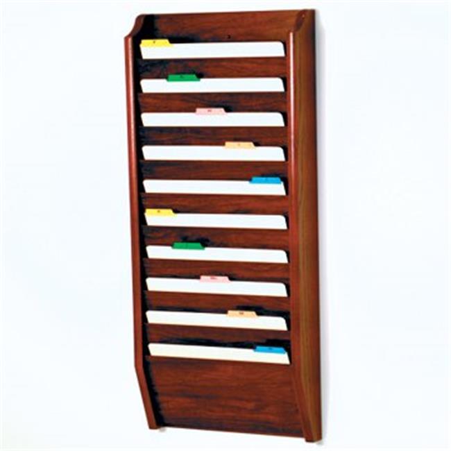 Wooden Mallet Home Office 10 Pocket Legal Size File Holder Wall Display Storage Rack Organizer Furniture Mahogany