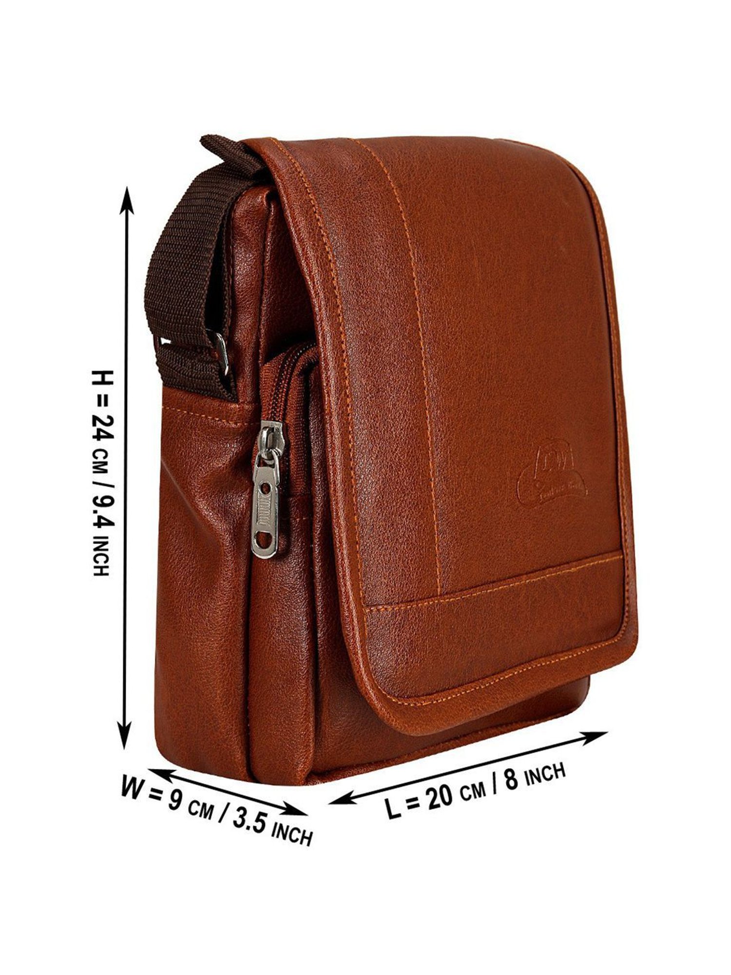 Leather World Tan Solid Medium Cross Body Bag