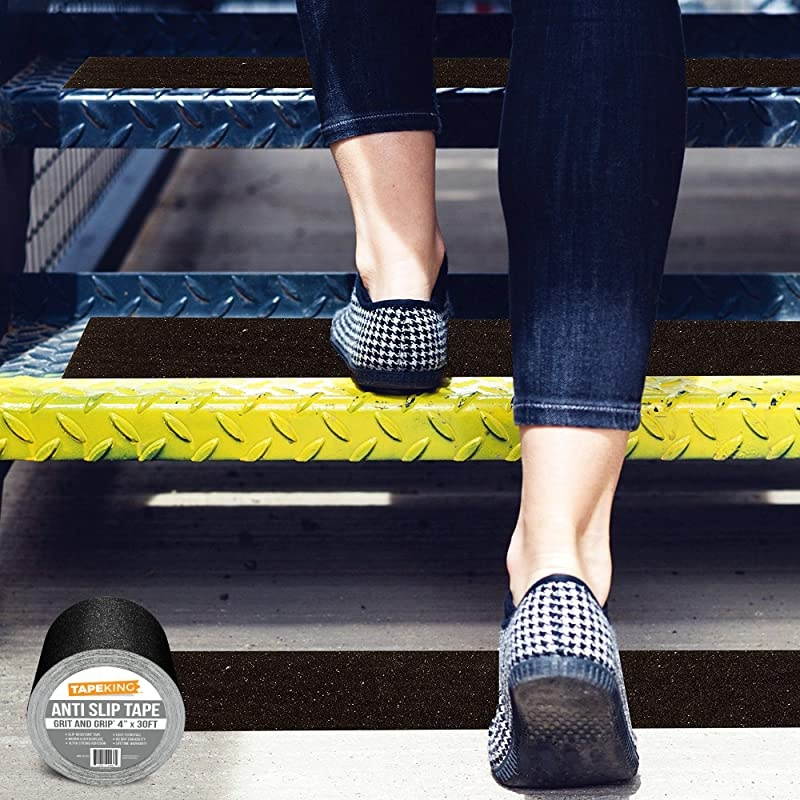 Anti-Slip - Traction for Stairs, Steps, Ramps, Treads - Cut to Fit, Safety for Indoor or Outdoor Applications - Black - 80 Grit Aluminum Oxide - 4 Inch x 30 Foot Roll