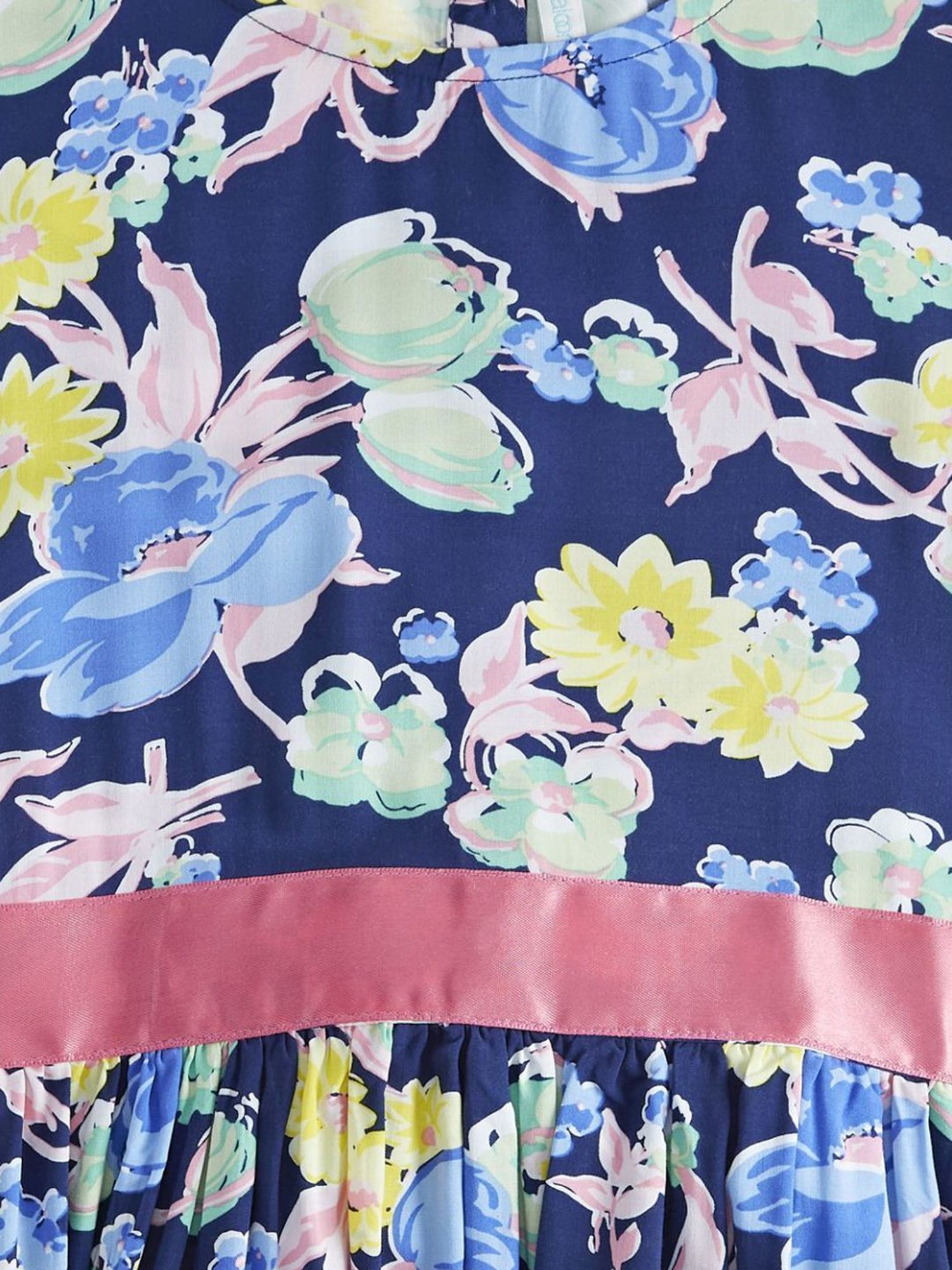 Pantaloons Junior Blue Cotton Floral Print Dress