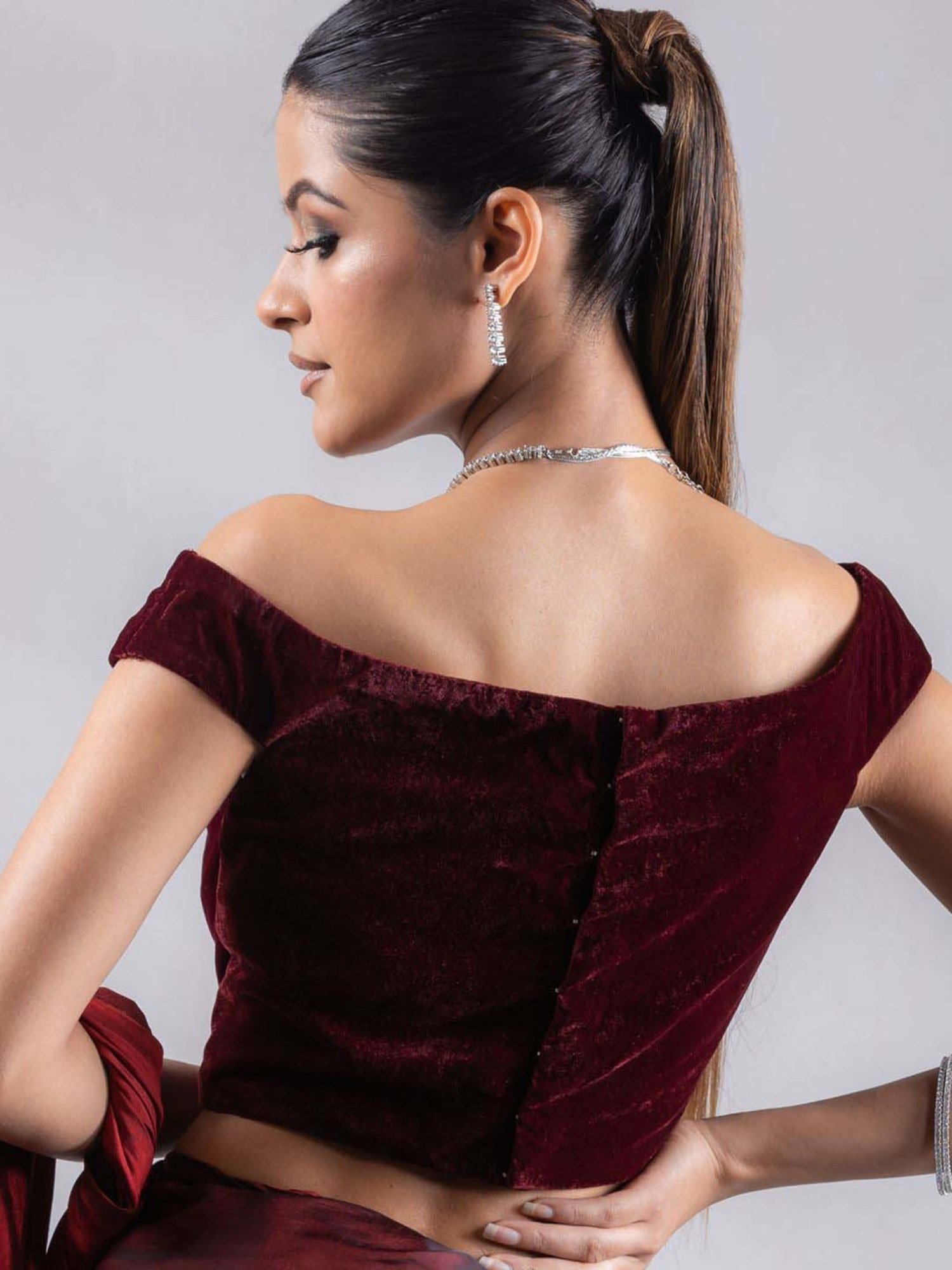 Swtantra Maroon Plain Readymade Blouse