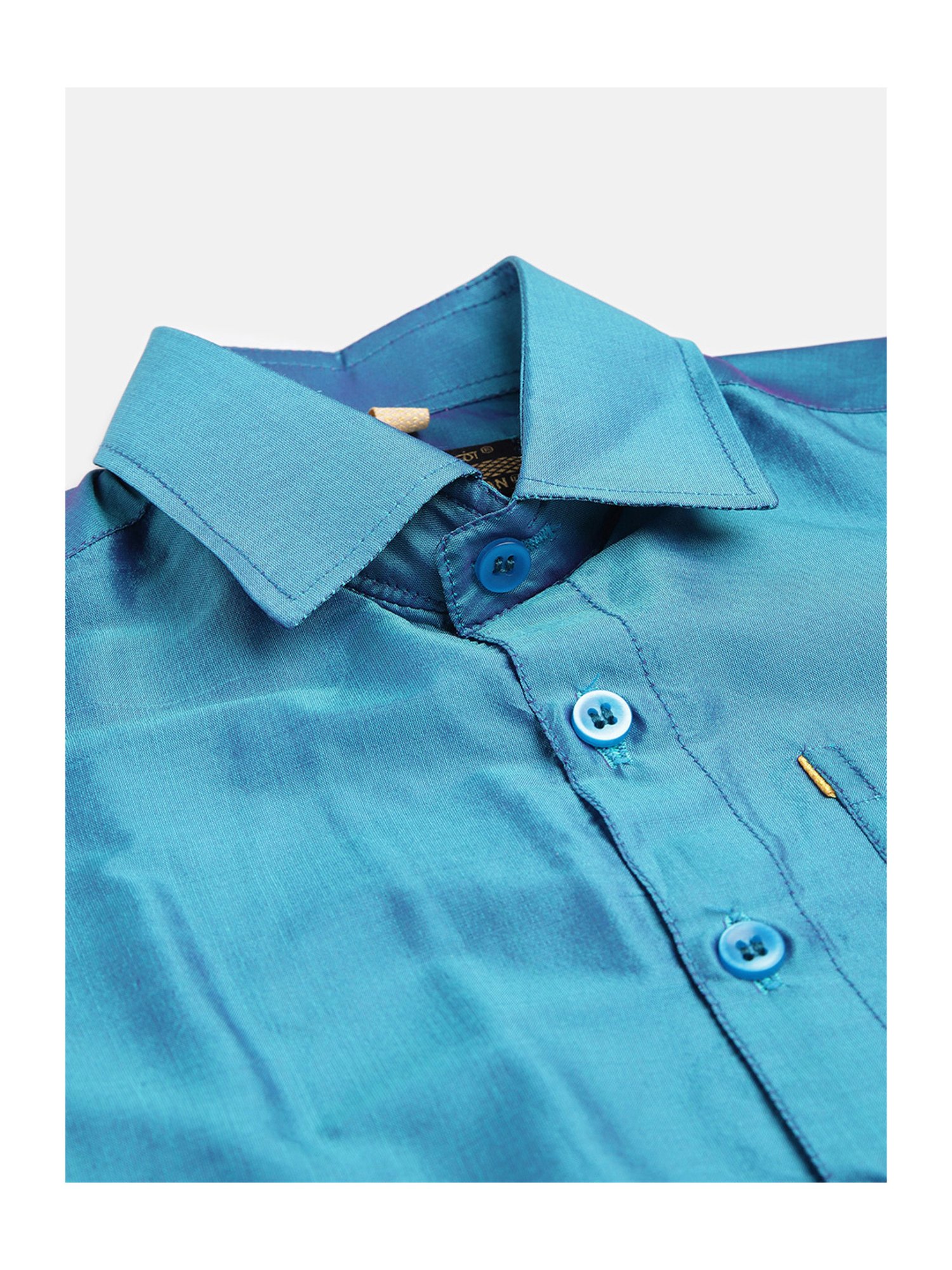 THANGAMAGAN Boys Sky Blue Solid Shirt