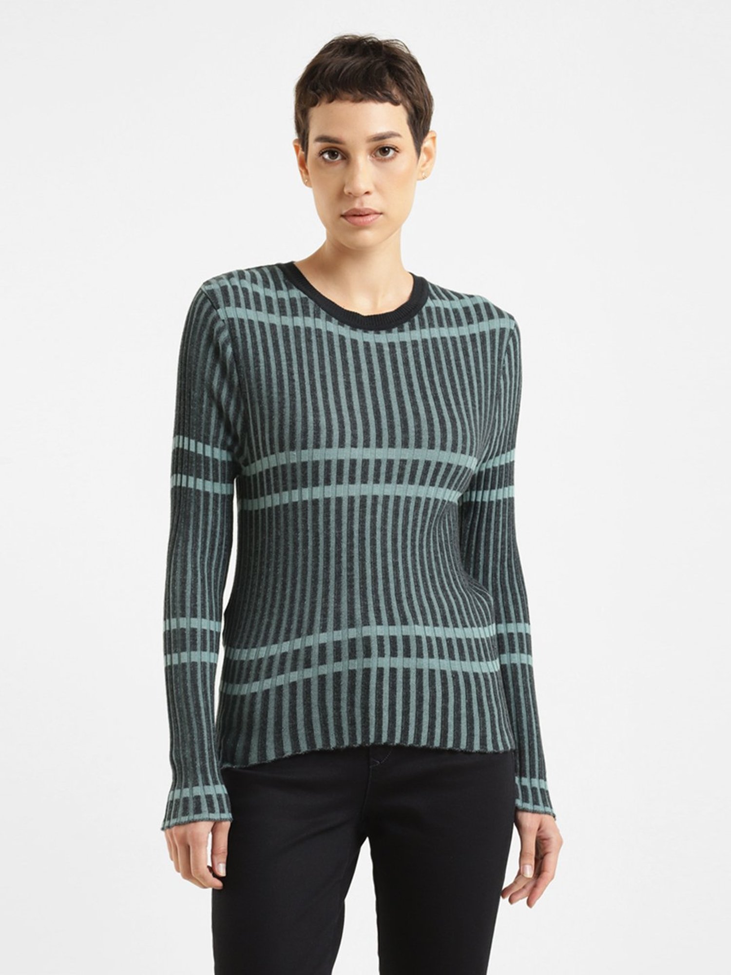 Levi's Green & Black Striped Top