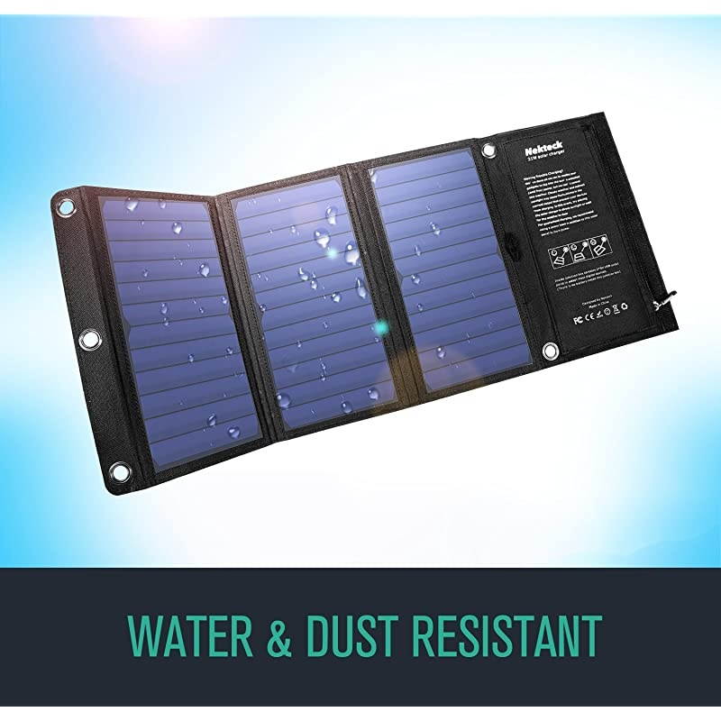 21W Solar Charger(5V/3A Max) with 2 USB Port, IPX4 Waterproof Portable and Foldable Hiking Camping Gear SunPower USB Solar Panel Compatible with iPhone, iPad, Samsung Galaxy, Tablets and More
