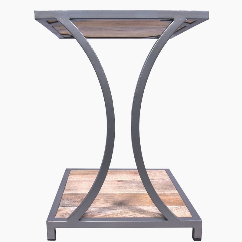 Wooden End Table with Metal Framing and Open Shelf Brown/Gray - The Urban Port