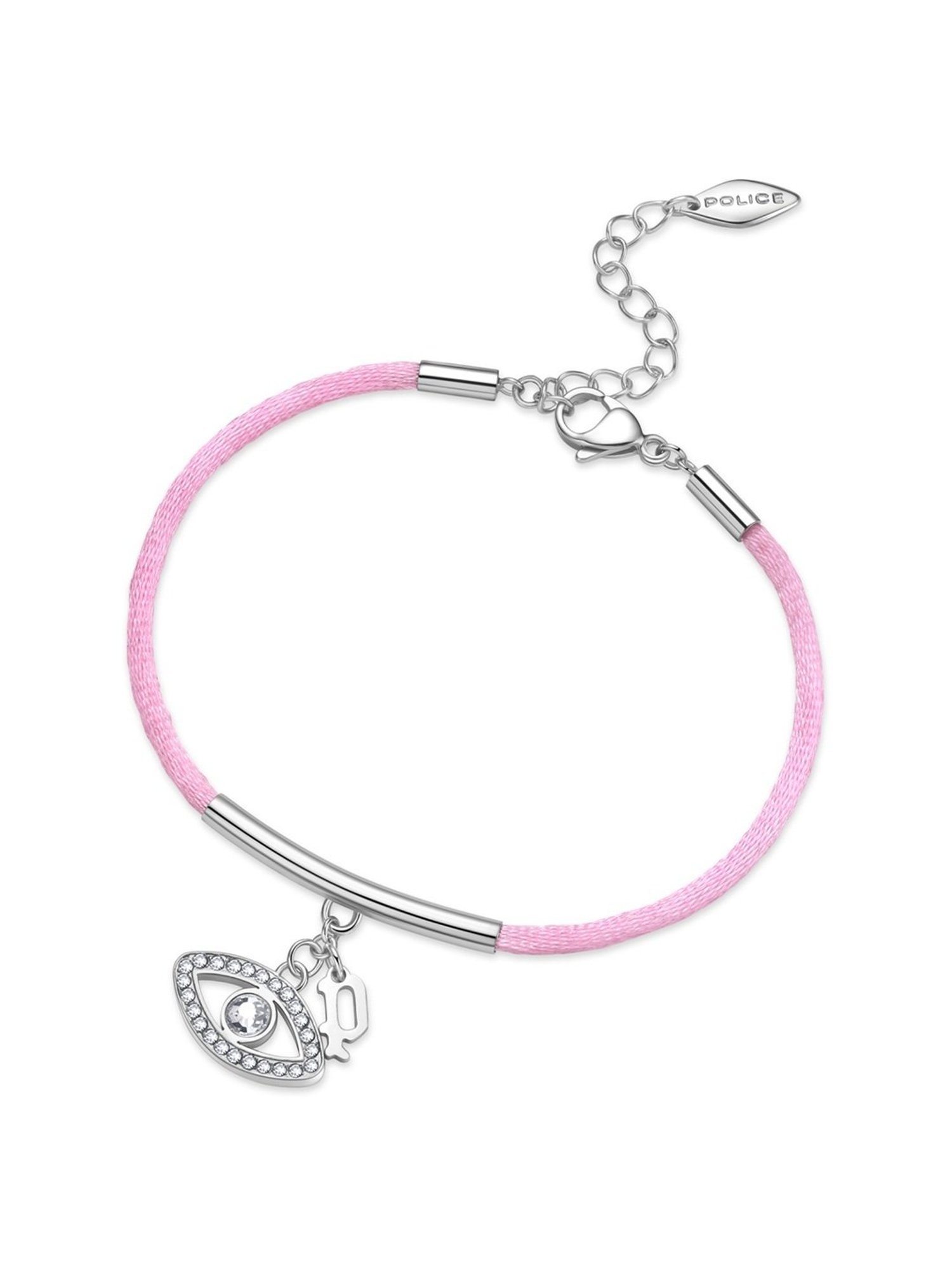 Police Eye Charms Crystals Flexible fit Pink Flexible fit Bracelet for Women