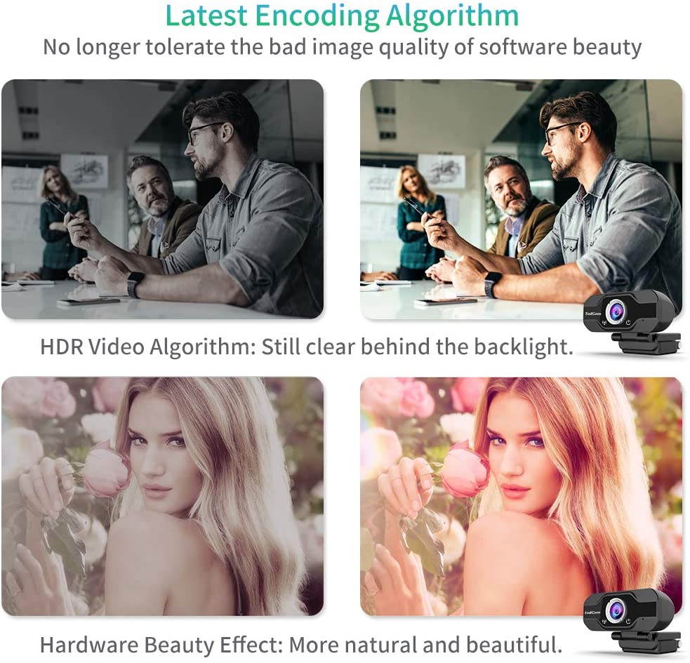 Webcam with Microphone for Desktop Laptop, 1080P HD Streaming USB PC Computer Web Camera for Video Calling Conferencing Recording Gaming, Skype/YouTube/Zoom