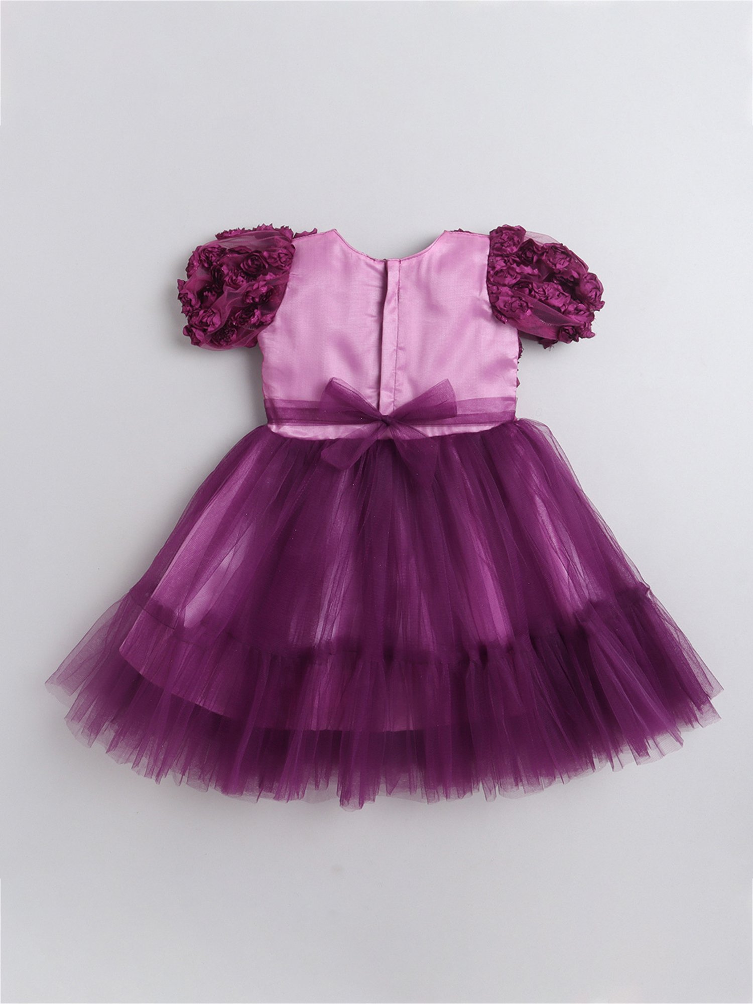 Many Frocks Kids Magenta Applique Dress