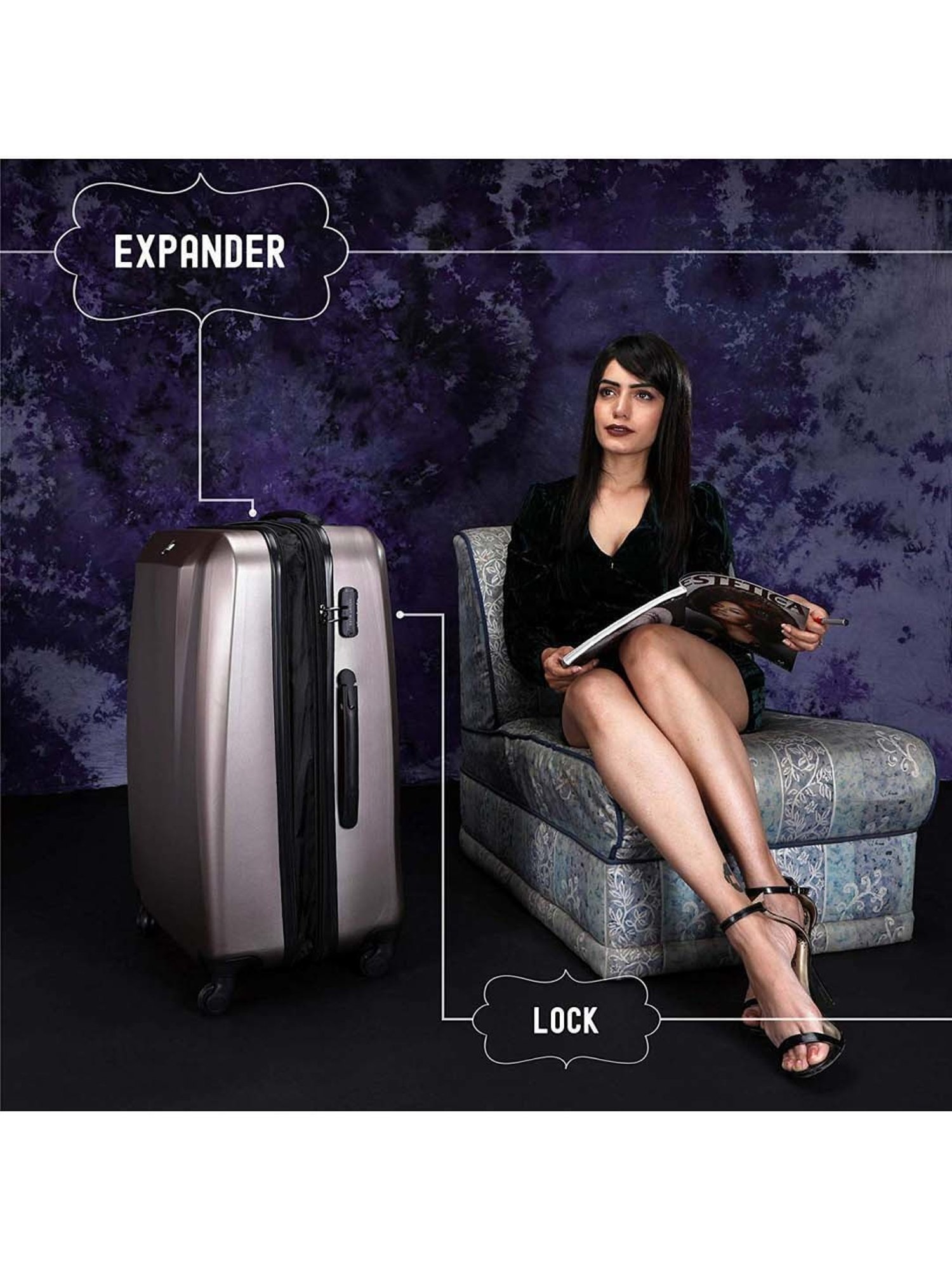 Perquisite Y2K Luxe Range Black Hard 20" Cabin Luggage