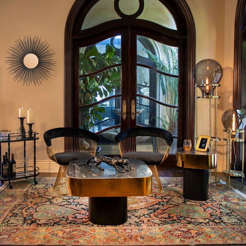 Metal Side Table with Black Marble Gold - Sagebrook Home