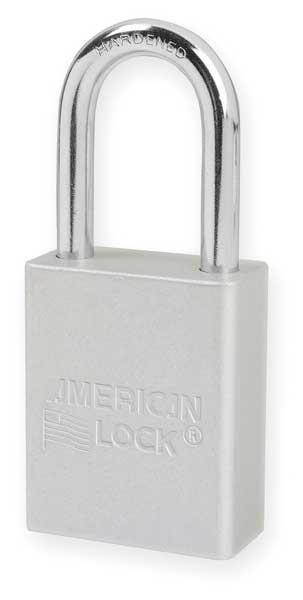 Anodized Aluminum Padlock, Silver, Key Alk