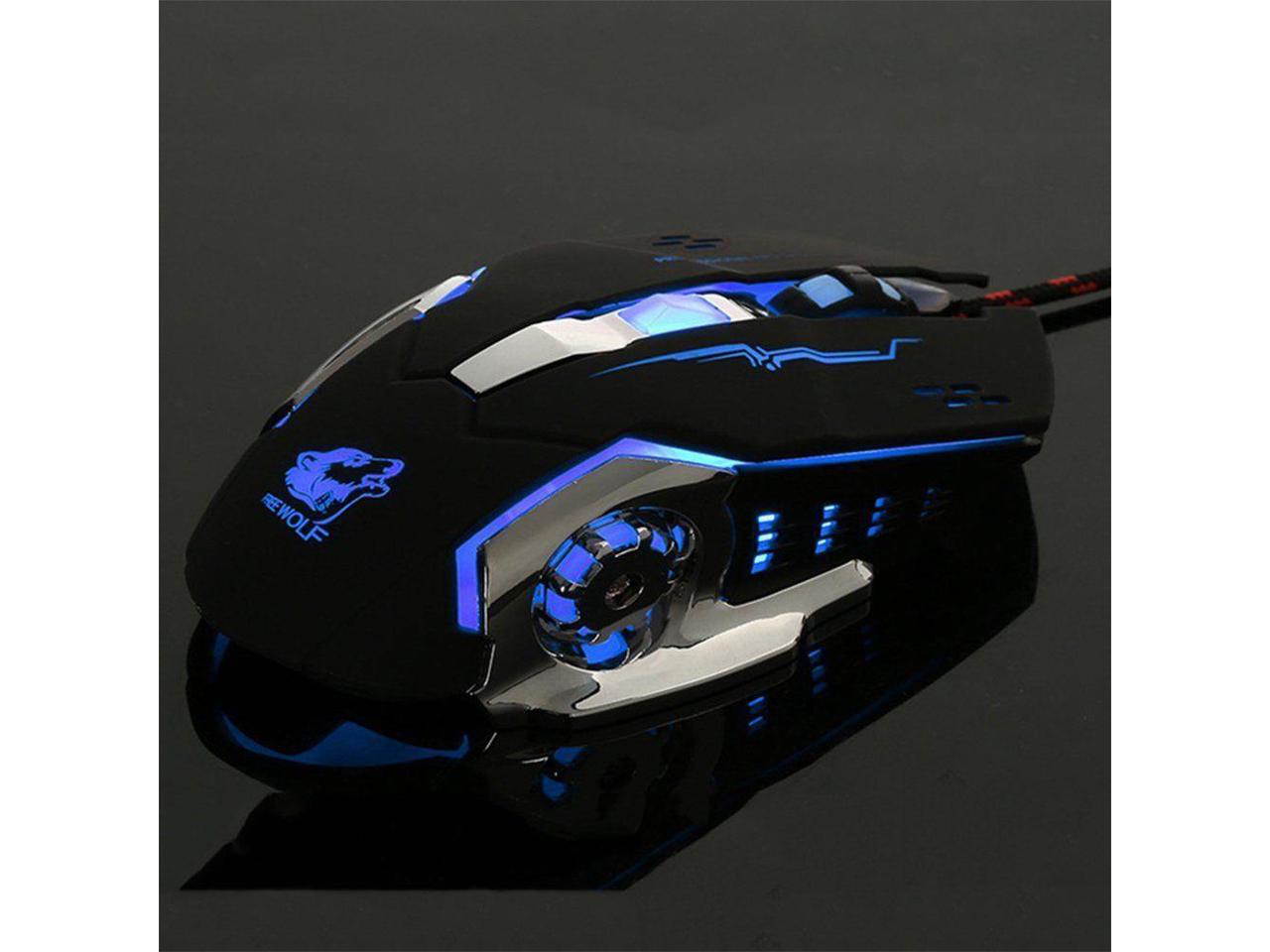 Wired V5 Silent USB Ergonomic 4000DPI Optical Gaming Mouse For PC Computer Black