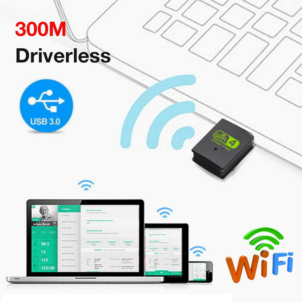 1 pcs 300Mbps Wifi Adapter Driverless Wireless Receiver Network Card USB Wireless WiFi Transmitter Mini Signal Receiver