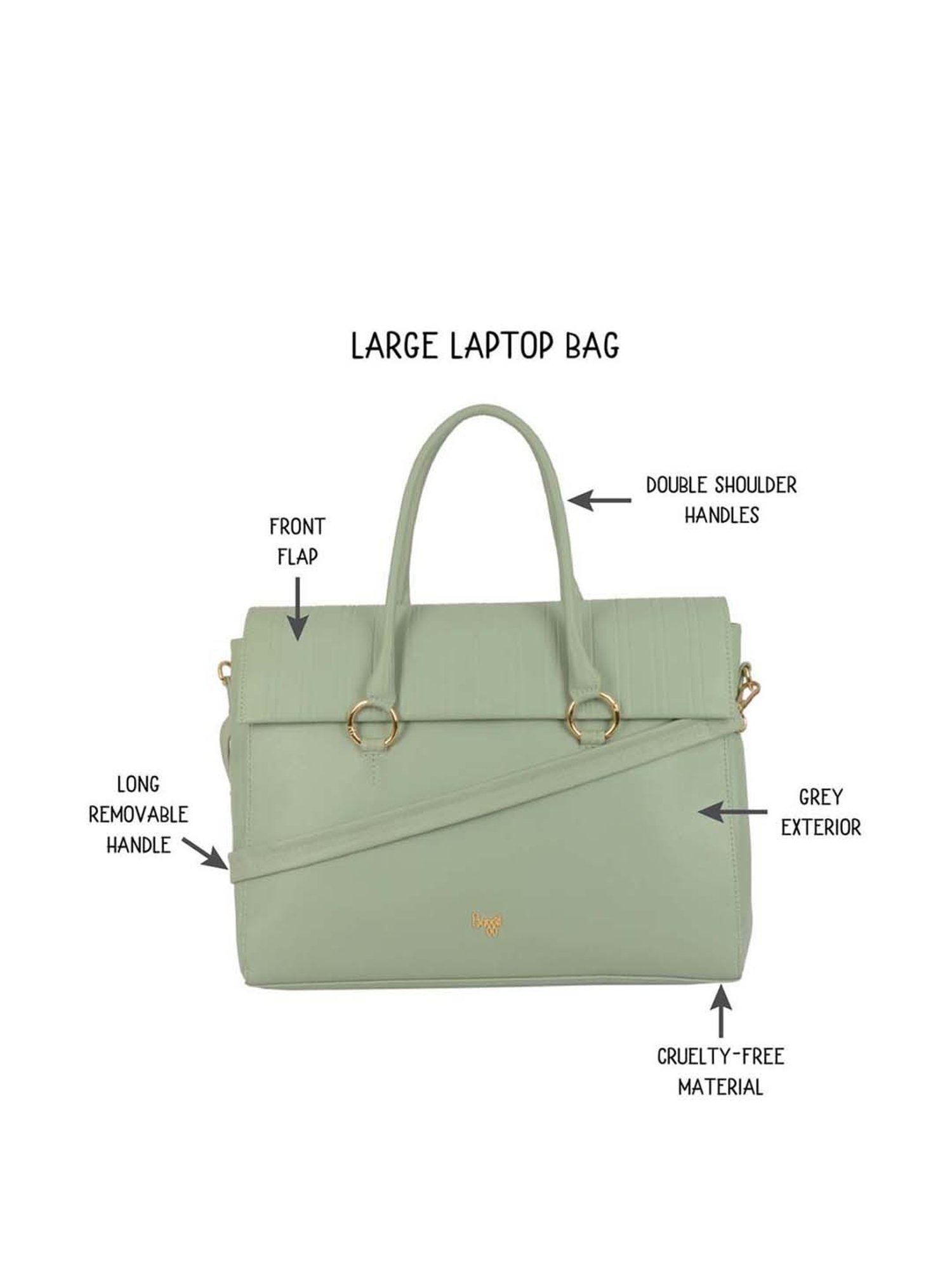 Baggit Green Textured Large Laptop Messenger Bag