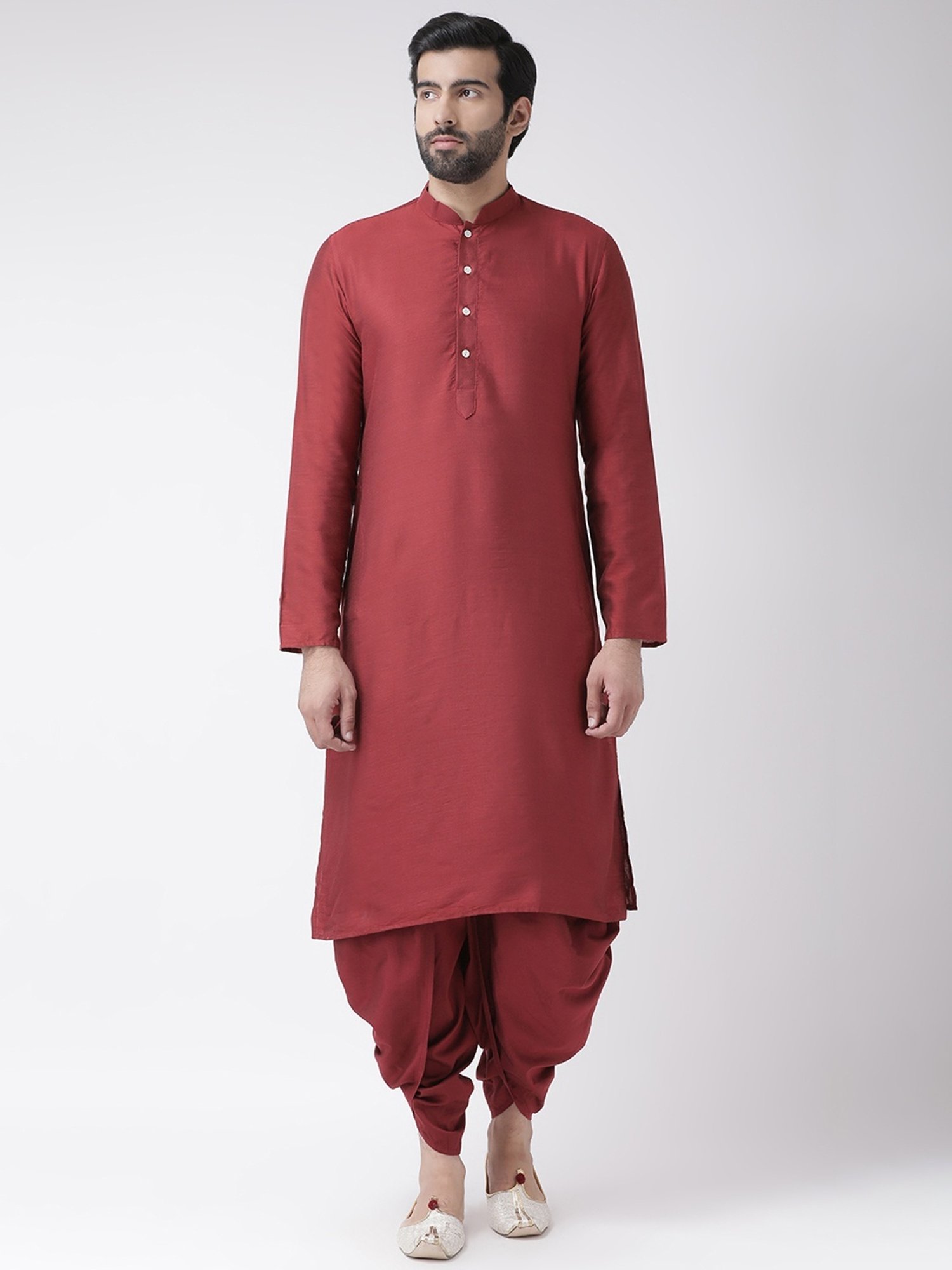 KISAH PLUS Beige & Maroon Regular Fit Jacquard Kurta Set With Jacket