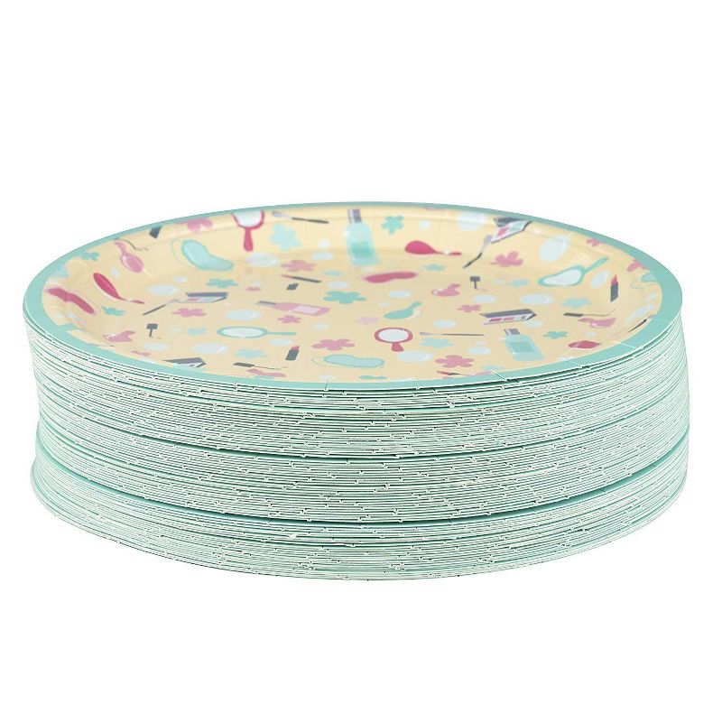 Blue Panda 80-Count Disposable Paper Plates, Spa Party Supplies Kids Birthdays Round 9"x9"