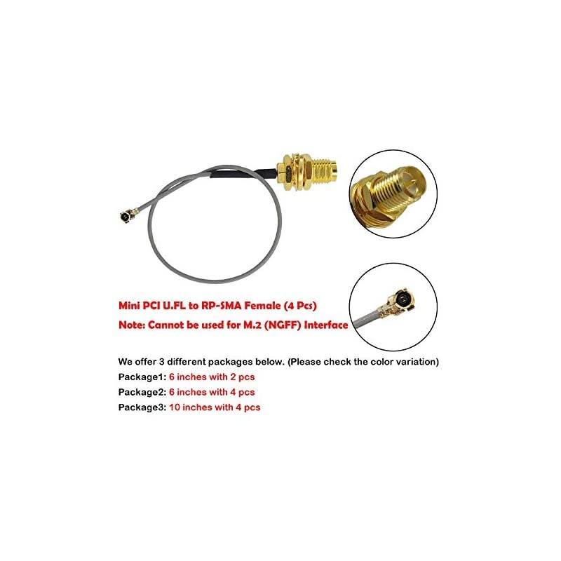 to SMA Mini PCI to RPSMA Female Ipex Connector Pigtail WiFi Antenna Extension Cable 10 inch 4 Pcs