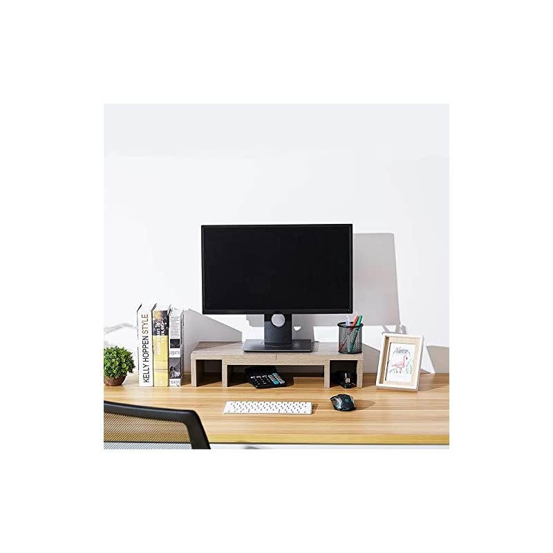 Monitor Stand Riser Adjustable Screen Stand for Laptop ComputerTVPC Multifunctional Desktop Organizer Cream Gray