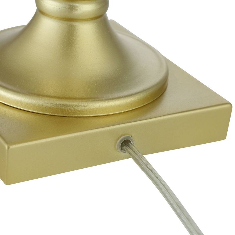 Regency Hill Mid Traditional Glam Style Table Lamps Set of 2 Pedestal Gold Ribbed Glass White Drum Shade Living Room Bedroom House