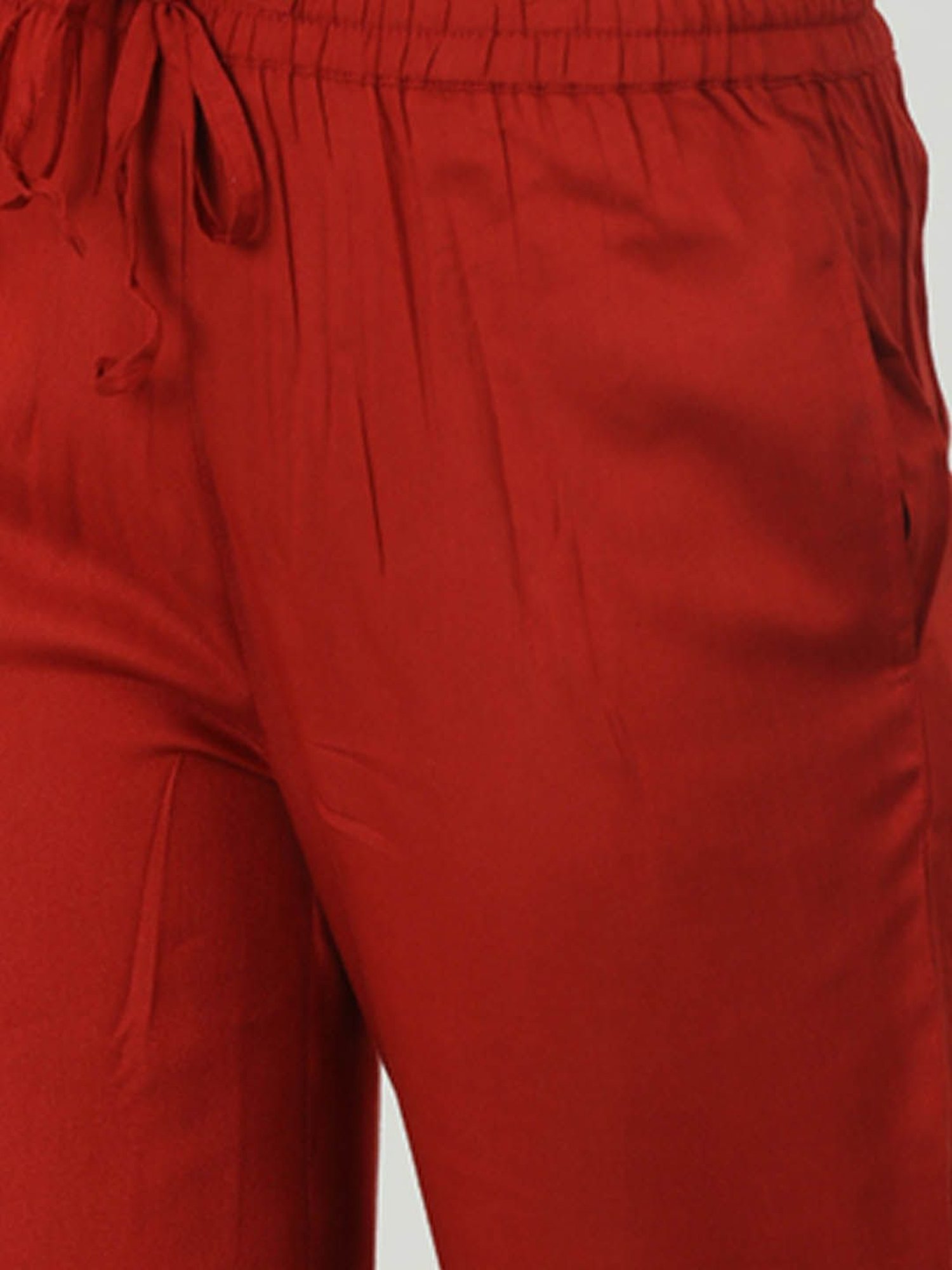 Mustard Maroon Rayon Regular Fit Pants