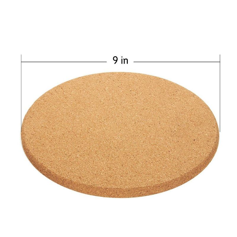 4-Pack Cork Trivet Set - Round Corkboard Placemats Kitchen Hot Pads for Hot Pots, Pans, and Kettles, 9 X 9 X 0.5 inches