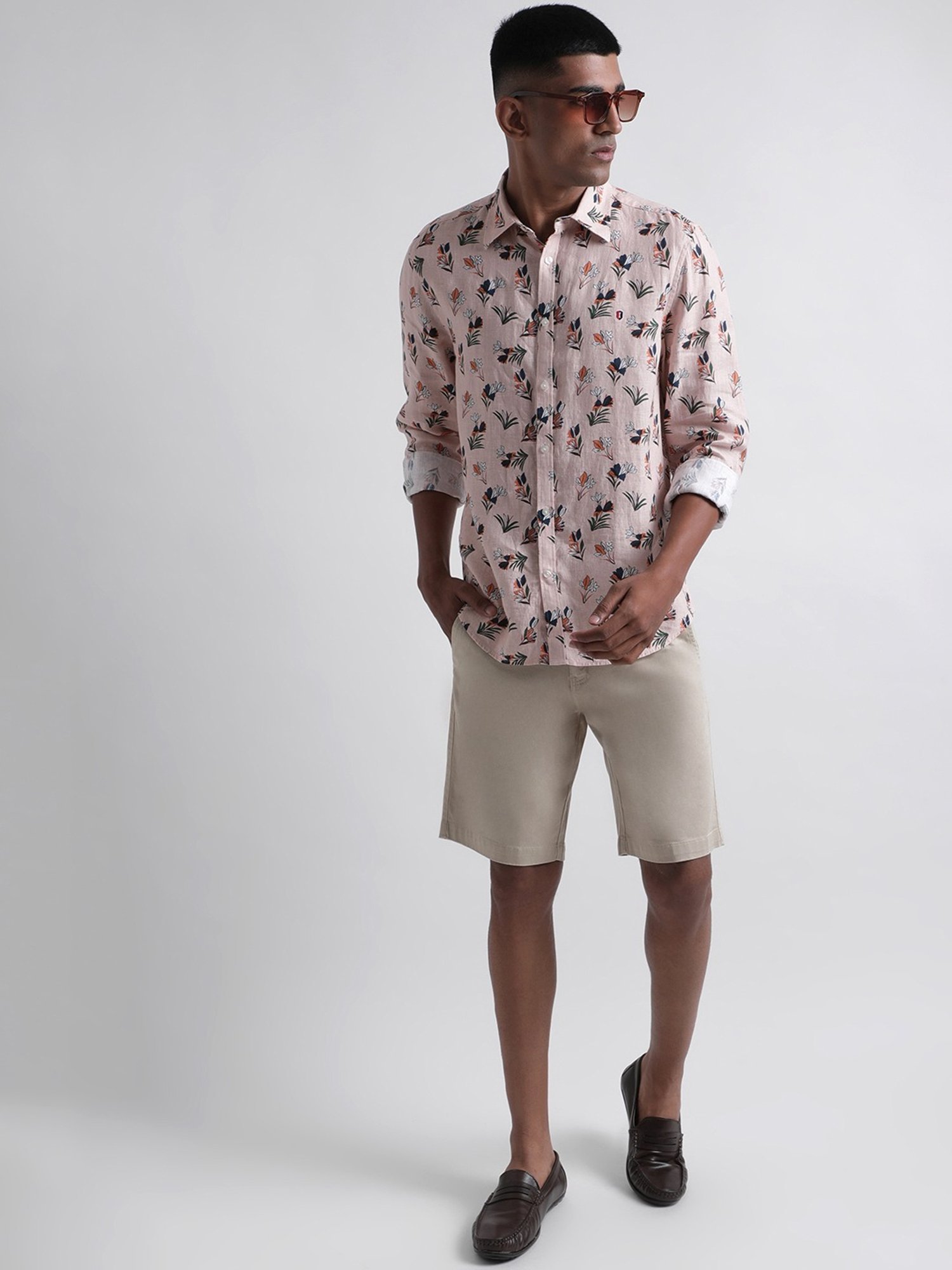 Iconic Men Printed Regular Fit Linen Shirt