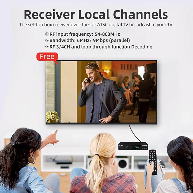 Analog to Digital TV Converter Box  U003 SetTop Box for HDTV Live 1080P ATSC Converter with TV Tuner Time Shift EPG PVR Recording Playback Media Player Digital Clock Timer Freeview