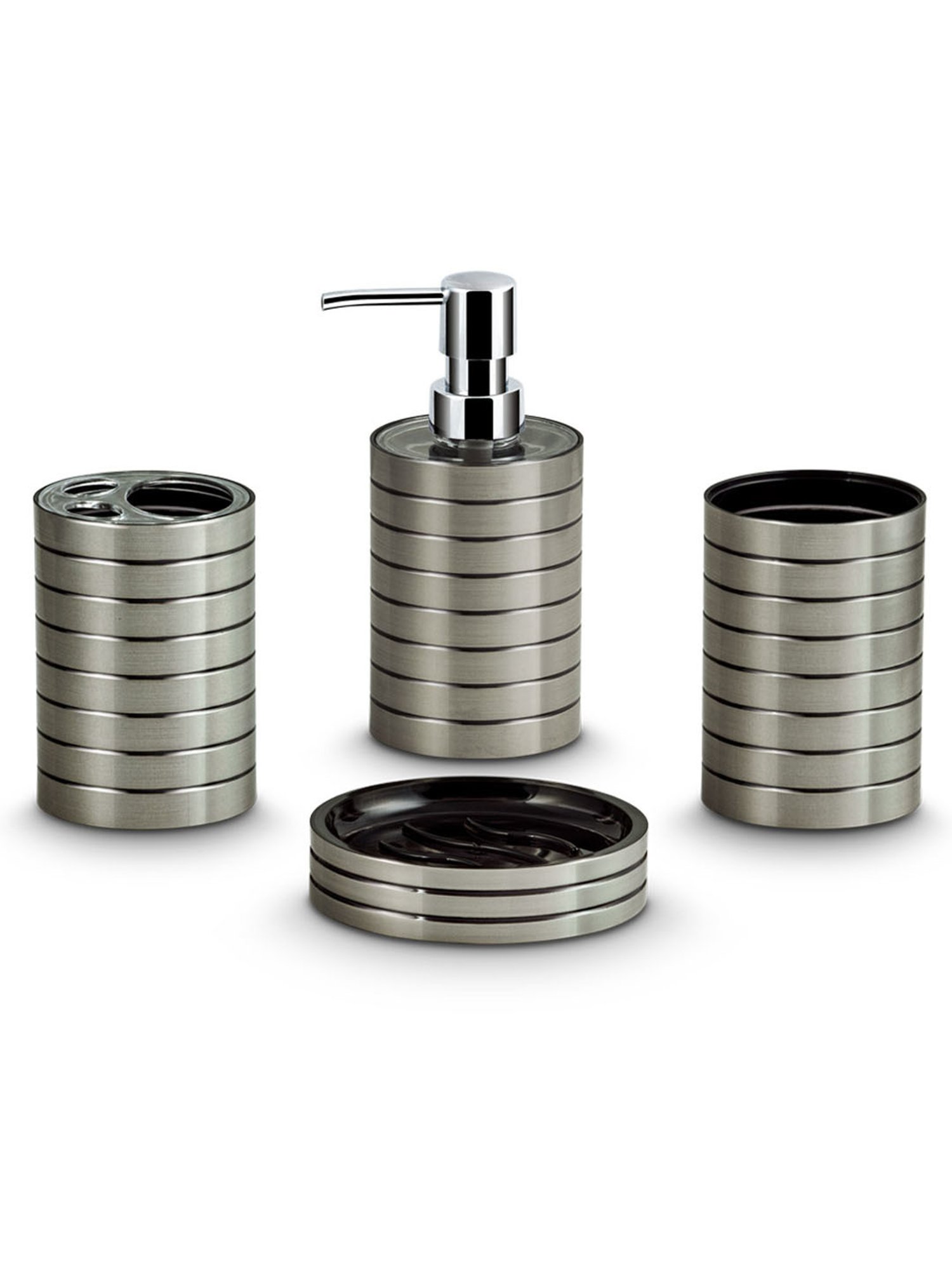 Freelance Silver Polyresin Set of 4 Bathroom Accessories