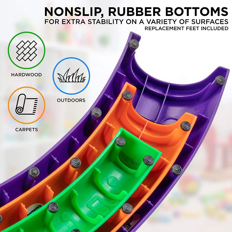 Sunny & Fun 12pc Balance Beam for Kids | Gymnastics Obstacle Course Stepping Boards w/Various Heights and Rubber Non-Slip Surface | Indoor & Outdoor Toy Improves Coordination & Strength | Max 220 Lbs