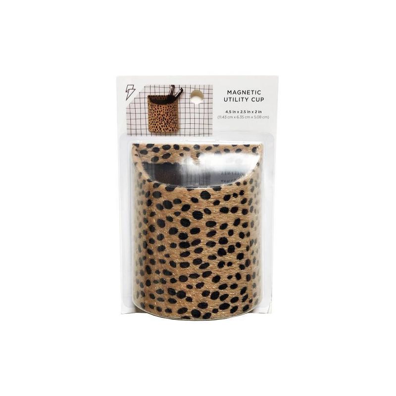 Magnetic Locker Pencil Cup Paperboard Brown Black Dot - Paper Riot Co