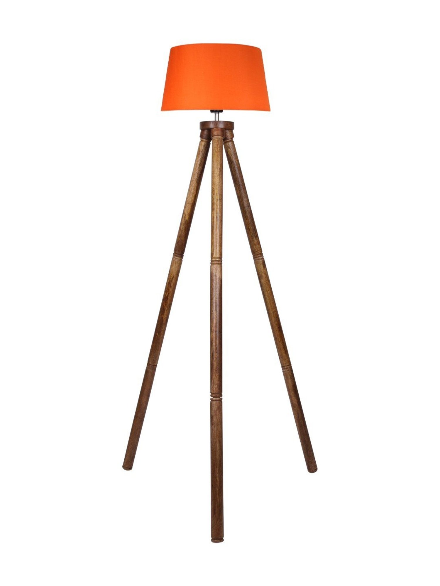 Homesake 'Tripod' Orange & Brown Wood Tall Floor Lamp With Shade & Bulb - Set of 1