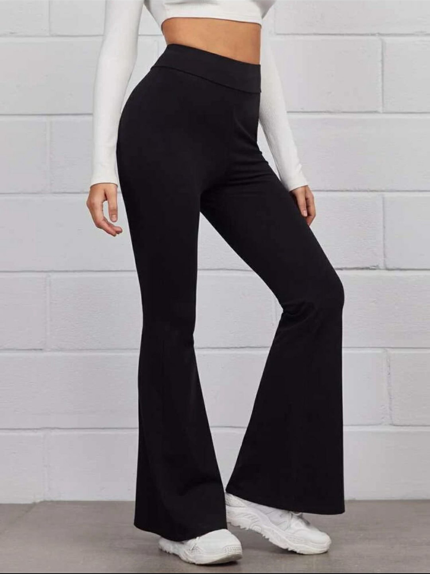 Broadstar Black High Rise Bootcut Flared Trousers