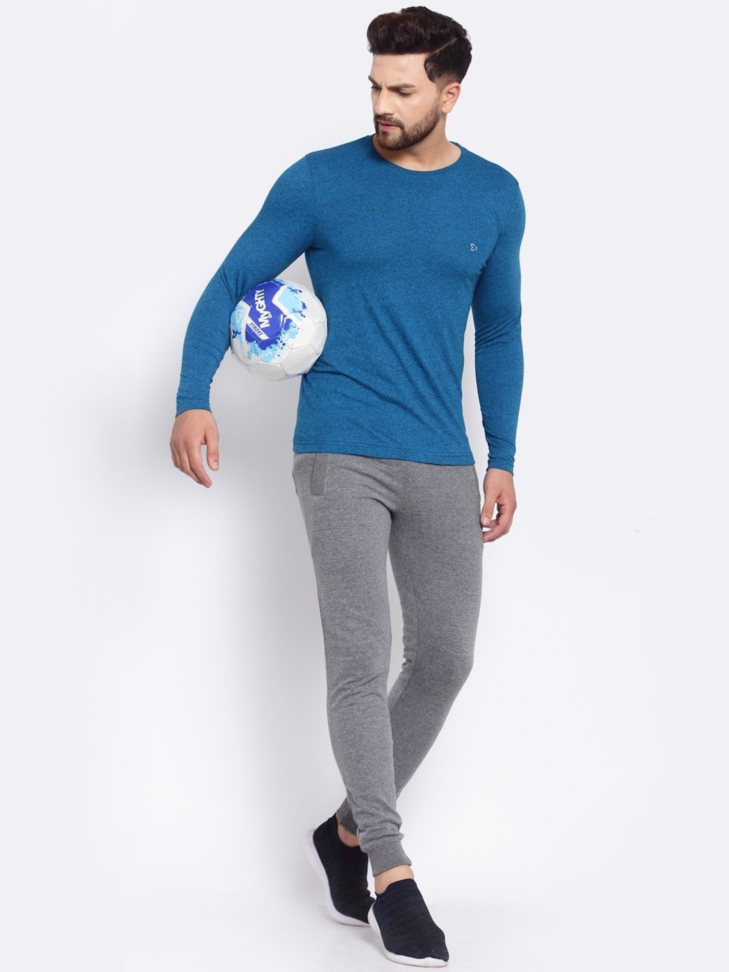 Sporto Powder Blue Slim Fit T-Shirt