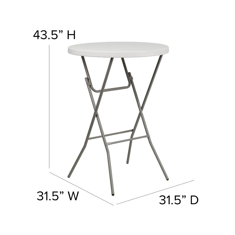 Emma and Oliver 2.63-Foot Round Granite White Plastic Bar Height Folding Event Table