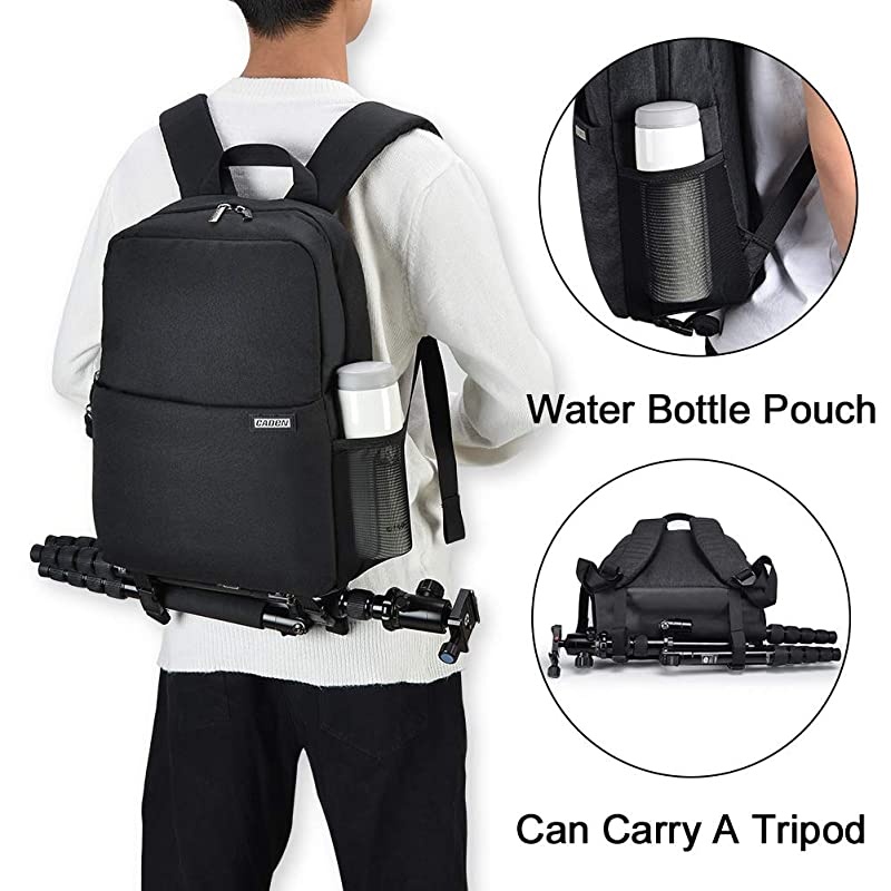 Camera Bag Backpack w14 Laptop Compartment Waterproof Camera Case for DSLR Mirrorless SLR Cameras Compatible for Sony Canon Nikon Camera and Lens Tripod Accessories Black