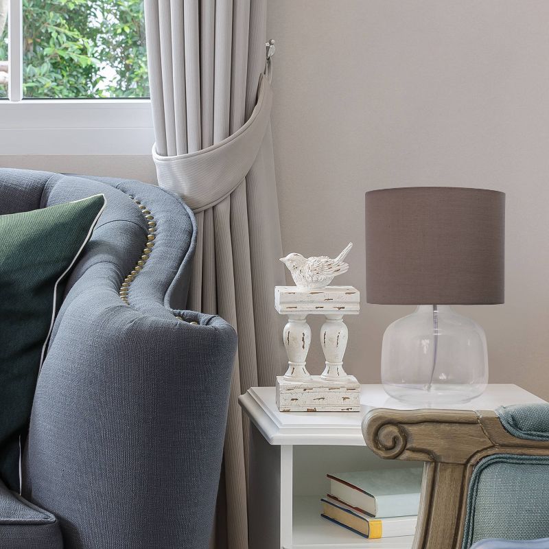 Glass Table Lamp with Fabric Shade Gray - Simple Designs