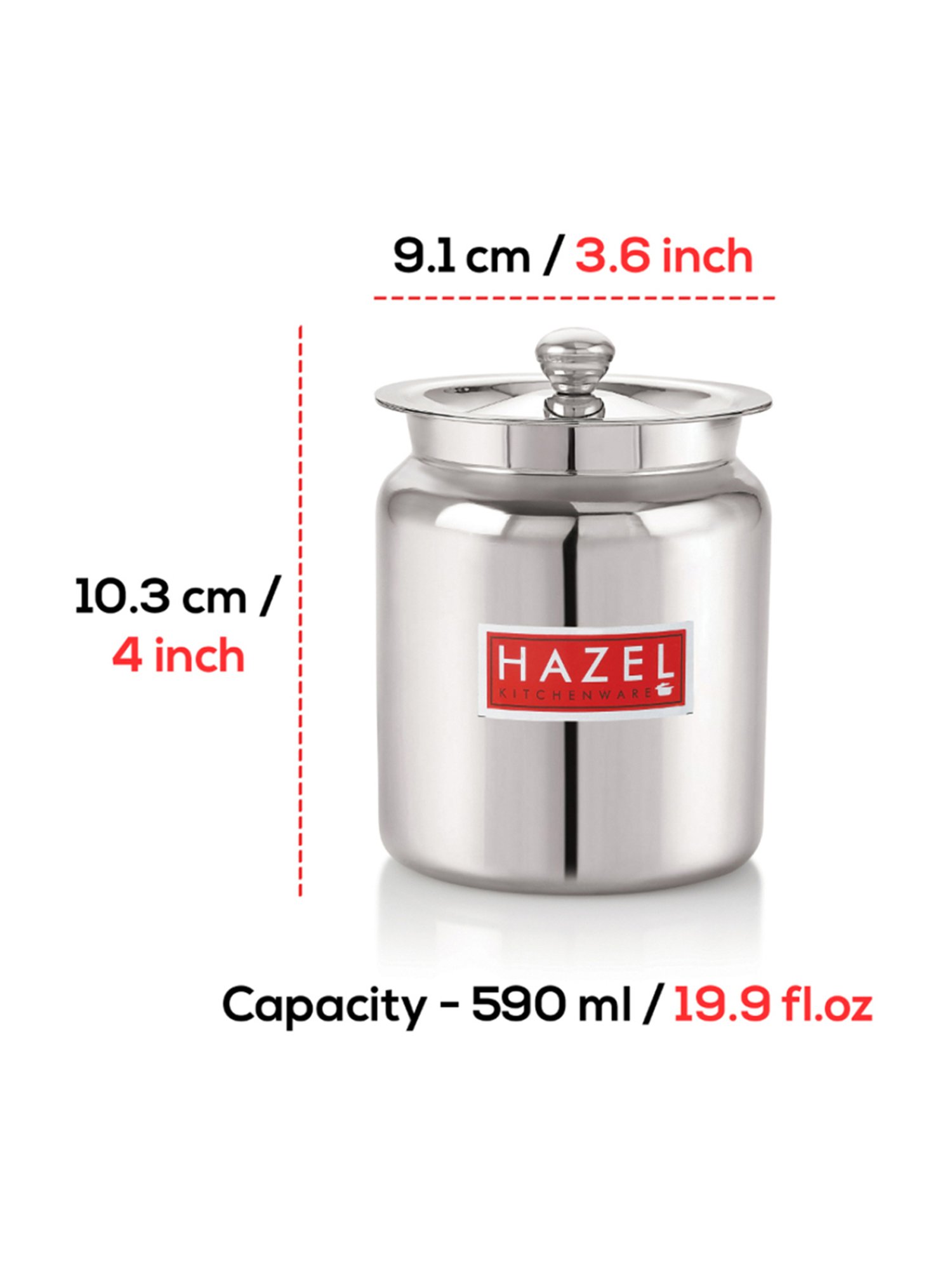 HAZEL Silver Stainless Steel Oil or Ghee Storage Container (0.6 L)